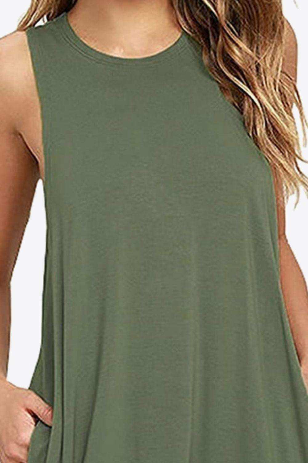Full Size Round Neck Sleeveless Dress with Pockets - Trendsi - Flyclothing LLC