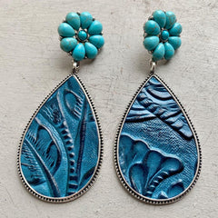 Turquoise Flower Teardrop Earrings - Flyclothing LLC