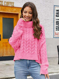 Turtle Neck Cable-Knit Sweater - Trendsi - Flyclothing LLC