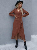 Surplice Neck Ruffled Midi Dress - Trendsi