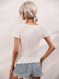 Scalloped Hem Square Neck Knit Top - Trendsi