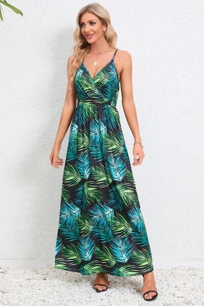 Printed Surplice Maxi Cami Dress - Trendsi