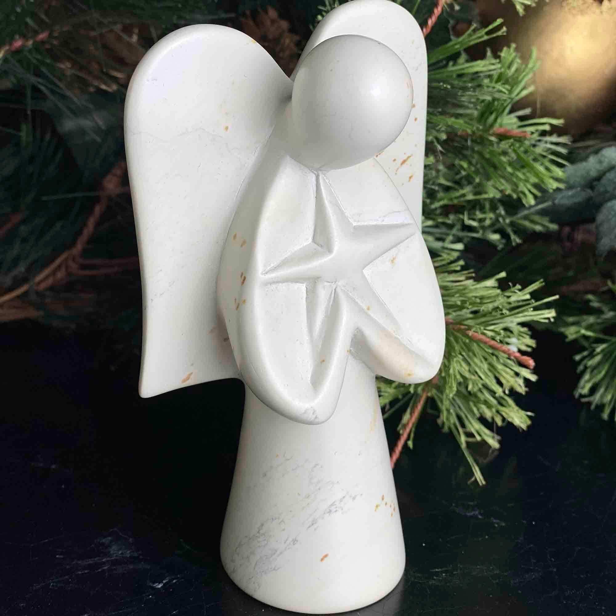 Angel Soapstone Sculpture Holding Star - SMOLArt - Flyclothing LLC