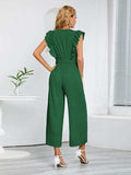 Ruffled Surplice Cap Sleeve Jumpsuit - Trendsi - Flyclothing LLC