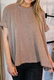 Textured Round Neck Short Sleeve T-Shirt - Trendsi - Flyclothing LLC