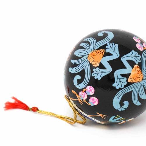 Handpainted Ornament Birds and Flowers, Black - Pack of 3 - Asha Handicrafts