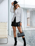 Plaid Double Breasted Long Sleeve Jacket - Trendsi