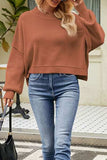 Round Neck Dropped Shoulder Sweater - Trendsi - Flyclothing LLC