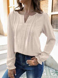 Notched Flounce Sleeve Blouse - Trendsi - Flyclothing LLC