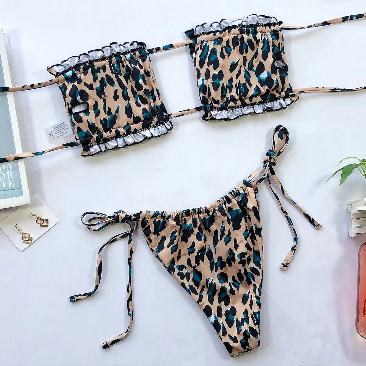 Frill Trim Ruched Bikini Set - Trendsi - Flyclothing LLC