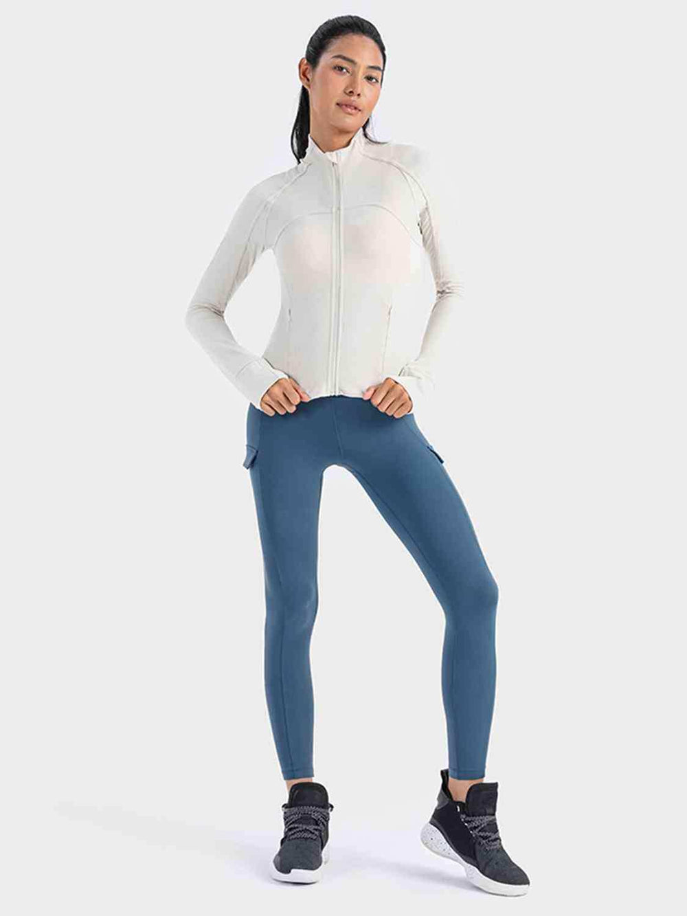 Zip-Up Long Sleeve Sports Jacket - Trendsi - Flyclothing LLC