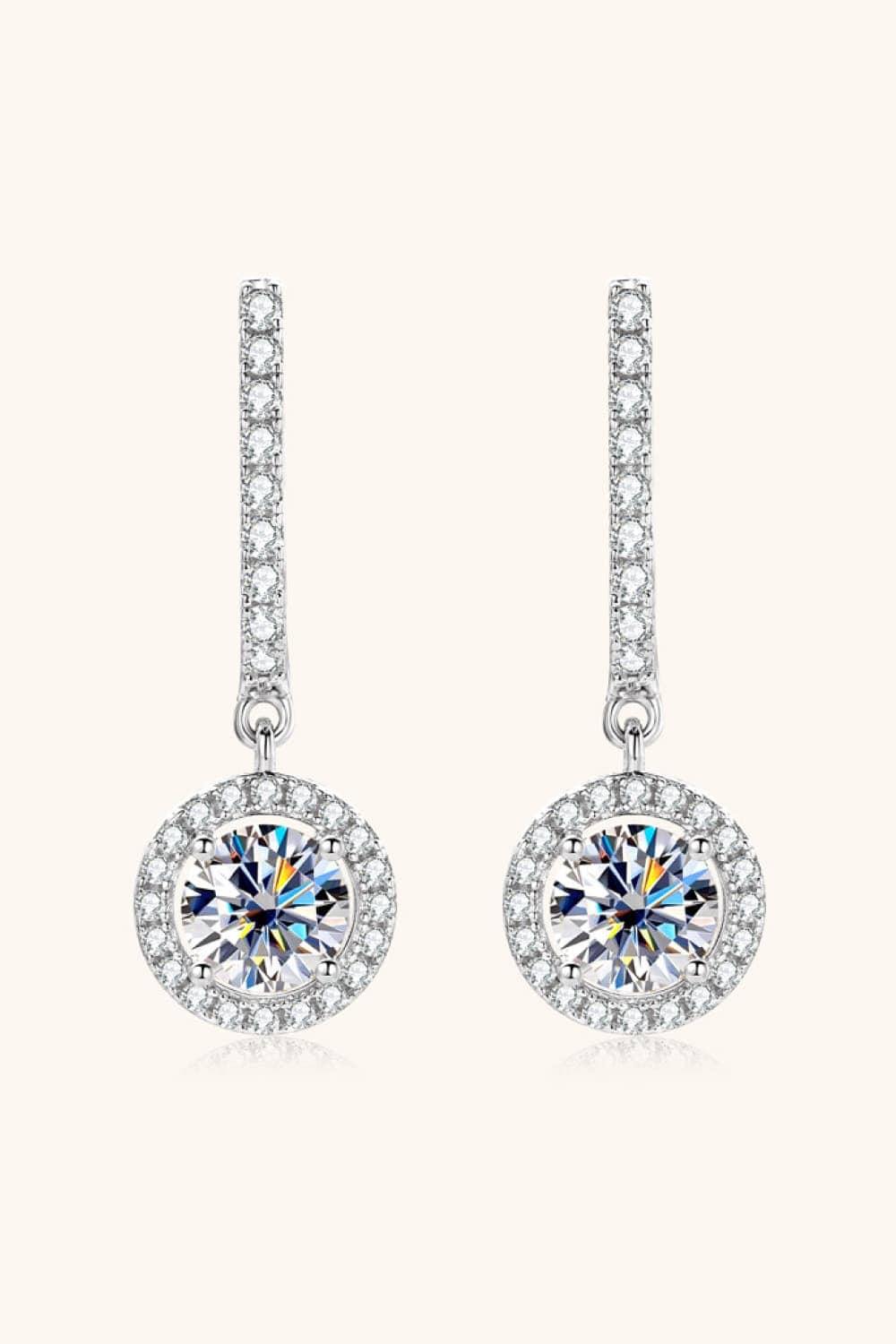 2 Carat Moissanite 925 Sterling Silver Drop Earrings - Trendsi