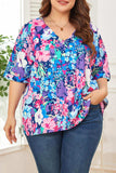 Floral Center Seam V-Neck Blouse - Trendsi - Flyclothing LLC