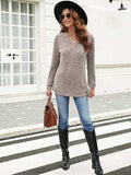 Ribbed Surplice Long Sleeve T-Shirt - Trendsi - Flyclothing LLC