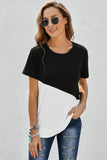Two-Tone Round Neck Tee - Trendsi