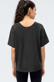 Round Neck Short Sleeve Active Tee - Trendsi - Flyclothing LLC