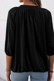 Gathered Detail Round Neck T-Shirt - Trendsi