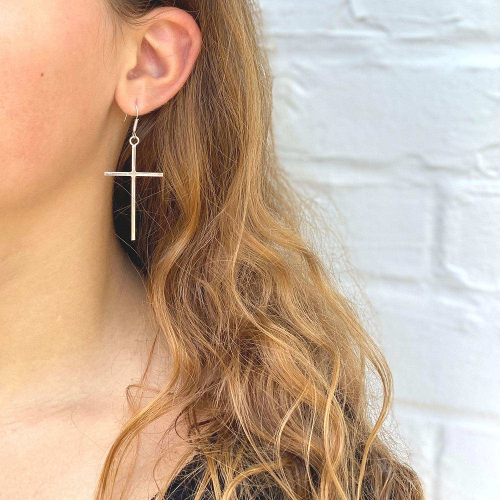 Sterling Silver Cross Drop Earrings - Artisana - Flyclothing LLC