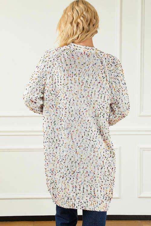 Heathered Open Front Long Sleeve Cardigan - Trendsi - Flyclothing LLC