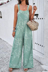 Printed Wide Strap Jumpsuit with Pockets - Trendsi - Flyclothing LLC