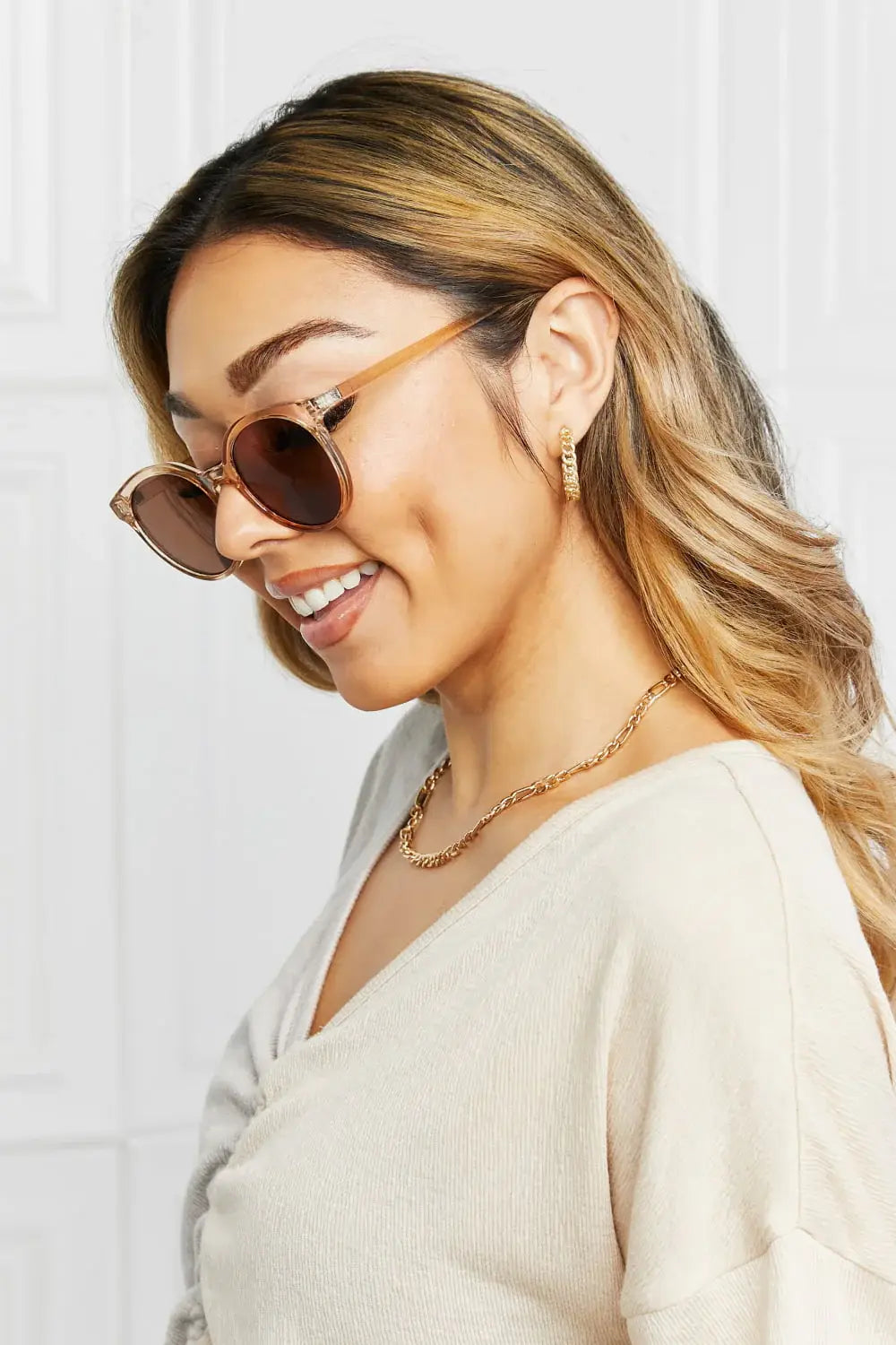 Round Full Rim Polycarbonate Frame Sunglasses - Trendsi - Flyclothing LLC