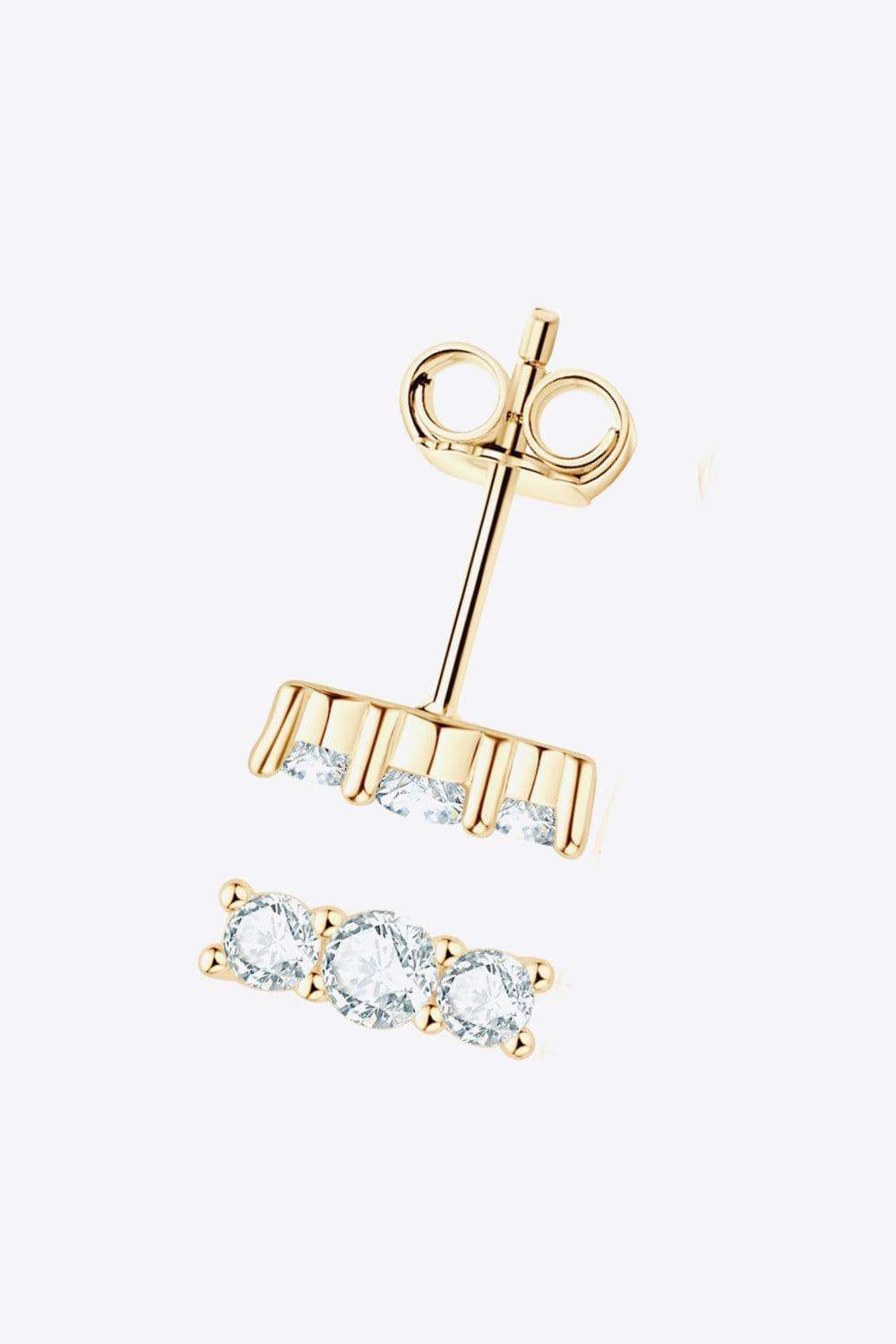 Heartbeat Rhythm 925 Sterling Silver Moissanite Stud Earrings - Trendsi - Flyclothing LLC