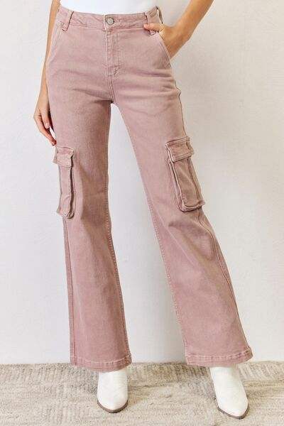 RISEN Full Size High Rise Cargo Wide Leg Jeans - Trendsi - Flyclothing LLC