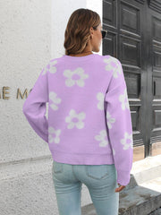 Floral Dropped Shoulder Sweater - Trendsi