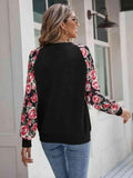 Floral Raglan Sleeve Round Neck Sweatshirt - Trendsi