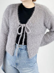 Tied Open Front Dropped Shoulder Cardigan - Flyclothing LLC
