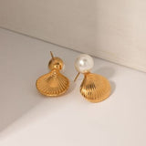 18K Gold-Plated Stainless Steel Shell Shape Earrings - Trendsi