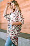 Printed Open Front Half Sleeve Cardigan - Trendsi - Flyclothing LLC