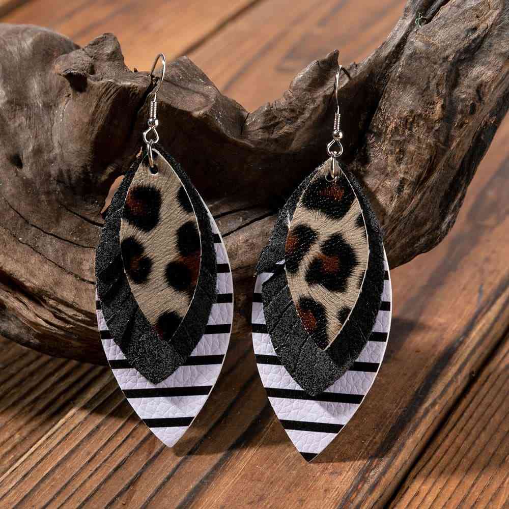 PU Leather Drop Earrings - Trendsi - Flyclothing LLC