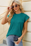 Round Neck Cap Sleeve T-Shirt - Trendsi