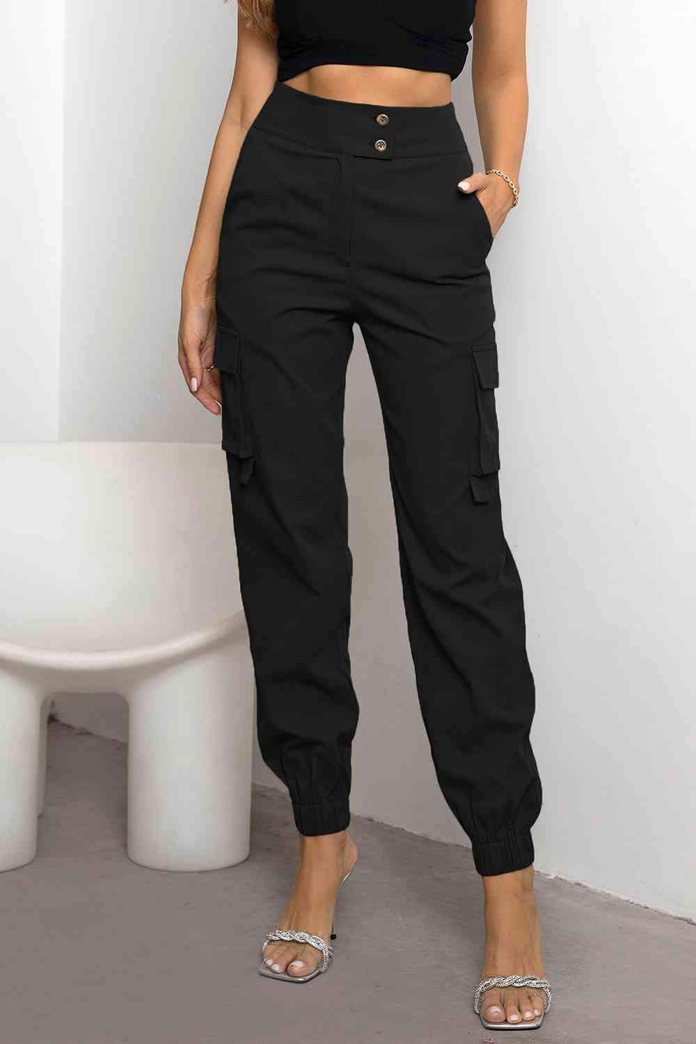 High Waist Cargo Pants - Trendsi - Flyclothing LLC