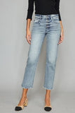 Kancan High Waist Button Fly Raw Hem Cropped Straight Jeans - Trendsi