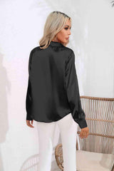 Lapel Collar Button Up Long Sleeve Shirt - Trendsi