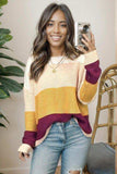 Color Block Round Neck Long Sleeve Sweater - Trendsi - Flyclothing LLC