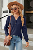 V-Neck Long Sleeve Blouse - Trendsi - Flyclothing LLC