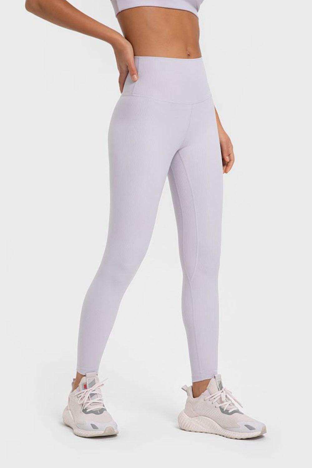 Highly Stretchy Wide Waistband Yoga Leggings - Trendsi - Flyclothing LLC
