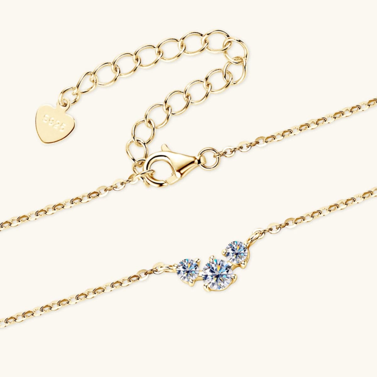 925 Sterling Silver Inlaid Moissanite Necklace - Trendsi