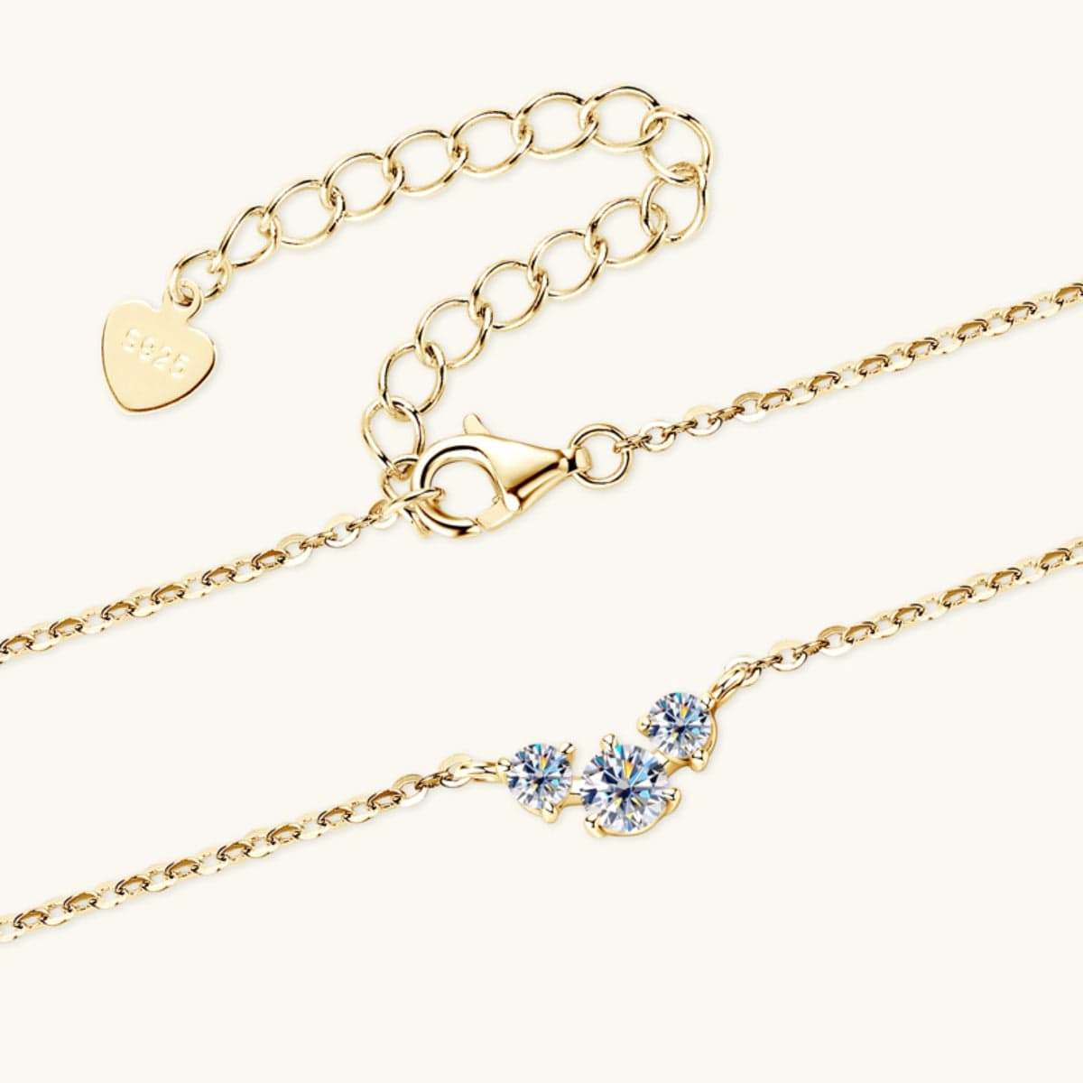 925 Sterling Silver Inlaid Moissanite Necklace - Trendsi - Flyclothing LLC