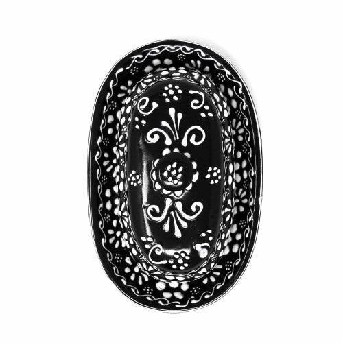 Encantada Handmade Pottery Butter Dish, Black & White - Encantada