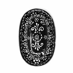 Encantada Handmade Pottery Butter Dish, Black & White - Encantada