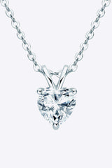 1 Carat Moissanite Heart-Shaped Pendant Necklace - Trendsi - Flyclothing LLC