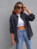 Distressed Drop Shoulder Denim Jacket - Trendsi - Flyclothing LLC