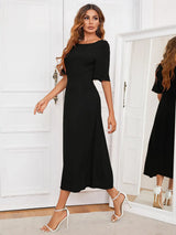 Round Neck Cutout Half Sleeve Dress - Trendsi - Flyclothing LLC