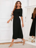 Round Neck Cutout Half Sleeve Dress - Trendsi - Flyclothing LLC
