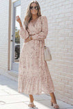 Printed Tie Front Ruffle Hem Dress - Trendsi - Flyclothing LLC