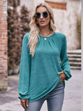Long Flounce Sleeve Round Neck Blouse - Trendsi - Flyclothing LLC